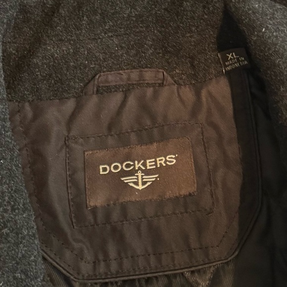 Dockers Mens Slouchy Wool Pea Coat Over Coat Size XL Preppy Career Old Money - Picture 5 of 7